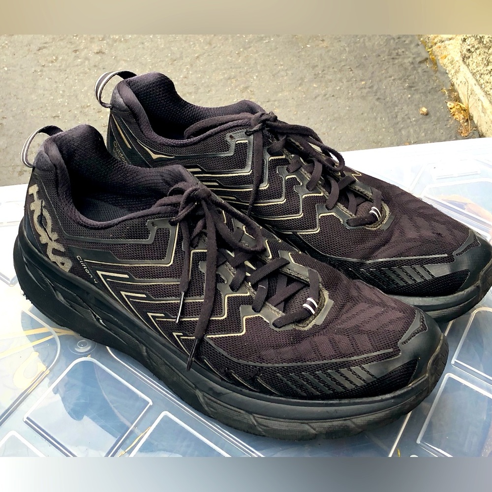 hoka one One clifton 4 mens black athletic running sneakers Size 12